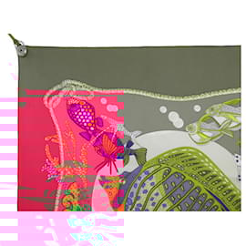 Hermès-HERMES SCARF GRAND FONDS BY ANNIE FAIVRE PINK SILK SQUARE 90-Pink