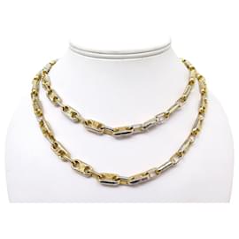 Céline-VINTAGE CELINE TRIOMPHE SAUTOIR 100CM COFFEE BEAN GOLD CHAIN NECKLACE-Golden