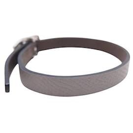 Hermès-HERMES PADDOCK SIMPLE TOUR REVERSIBLE LEATHER BRACELET GRAY ETOUPE BANGLE-Grey