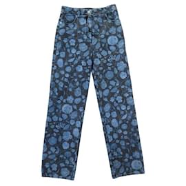 Chanel-NEW CHANEL DENIM STRAIGHT LEG PANTS WITH CC LOGO, FLOWERS & CAMELIA-Other