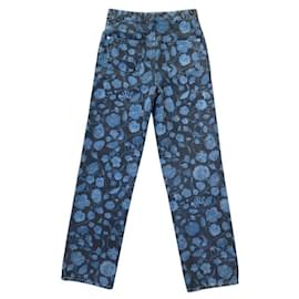 Chanel-NEW CHANEL DENIM STRAIGHT LEG PANTS WITH CC LOGO, FLOWERS & CAMELIA-Other