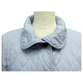 Burberry-BURBERRY COAT QUILTED JACKET S 36 WOMEN SKY BLUE TARTAN-Blue