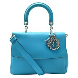 Christian Dior-CHRISTIAN DIOR BE DIOR MM SHOULDER BAG SMOOTH TURQUOISE LEATHER-Turquoise