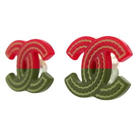 Chanel-NINE CHANEL EARRINGS 2003 CC LOGO IN RED RESIN BOX-Red
