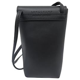 Longchamp-NEW LONGCHAMP PHONE CASE CORDON LE PLIAGE XTRA SHOULDER STRAP PHONE CASE-Black