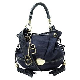 NUOVO BORSA A MANO LANCEL BRIGITTE BARDOT BB A04657 CANVAS E PELLE A TRACOLLA Blu navy