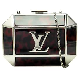 Louis Vuitton-SAC A MAIN MINAUDIERE LOUIS VUITTON ACETATE FACON ECAILLE TORTUE CLUTCH-Argenté