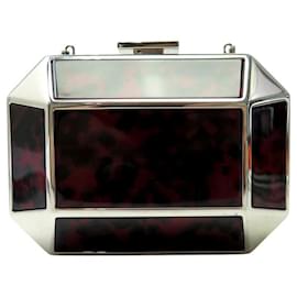Louis Vuitton-SAC A MAIN MINAUDIERE LOUIS VUITTON ACETATE FACON ECAILLE TORTUE CLUTCH-Argenté