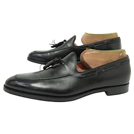 Santoni-SANTONI DUKE LOAFERS WITH TASSELS LEATHER 9 IT 44 FR SHOE TREES-Black