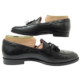 Santoni-SANTONI DUKE LOAFERS WITH TASSELS LEATHER 9 IT 44 FR SHOE TREES-Black