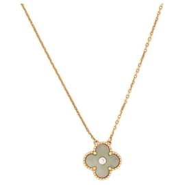 Van Cleef & Arpels-NINE VAN CLEEF & ARPELS VINTAGE ALHAMBRA GREEN MOTHER-OF-PEARL 18K ROSE GOLD ED LIM-Golden