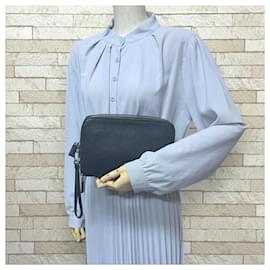 Prada-Prada Saffiano Second Bag Leather Clutch-Black