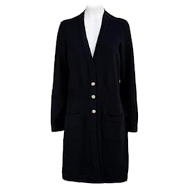 Chanel-New Paris / Venice Black Cashmere Cardi Coat 46 FR-Black