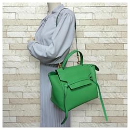 Céline-Celine Belt Bag Mini Shoulder Leather Green-Green