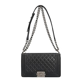 Chanel-Chanel Boy Shoulder Bag in Black Leather-Black
