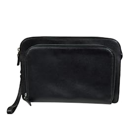 Prada-Prada Saffiano Second Bag Leather Clutch-Black