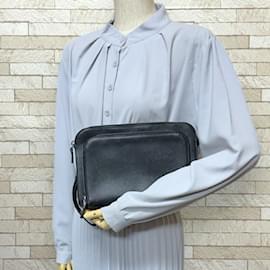 Prada-Prada Saffiano Second Bag Leather Clutch-Black