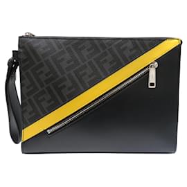 Fendi-Fendi Diagonal Men's Clutch Bag-Black,Yellow