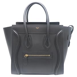 Céline-Celine Luggage Micro Shopper Handbag-Black