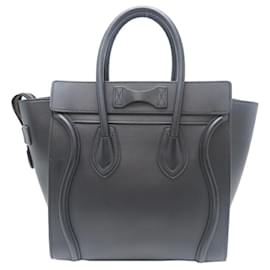 Céline-Celine Luggage Micro Shopper Handbag-Black