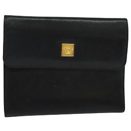 VERSACE Day Planner Cover Leather Black Auth ac3711 Black
