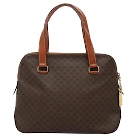 Céline-CELINE Macadam Canvas Hand Bag PVC Leather 2way Gold Brown Auth ki5507-Brown,Golden