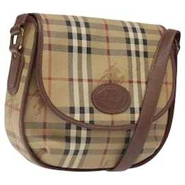 Autre Marque-Burberrys Nova Check Shoulder Bag PVC Beige Gold Auth JB025-Beige,Golden