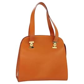 Céline-CELINE Tote Bag Leather Gold Orange Auth BD725-Golden,Orange