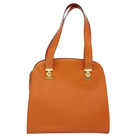 Céline-CELINE Tote Bag Leather Gold Orange Auth BD725-Golden,Orange