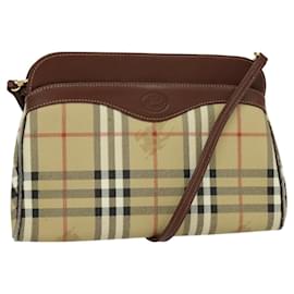 Autre Marque-Burberrys Nova Check Shoulder Bag PVC Beige Brown gold Auth bs23485-Brown,Beige,Golden