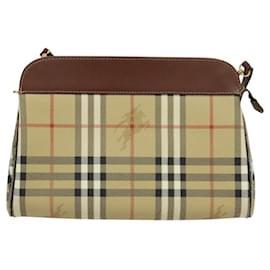 Autre Marque-Burberrys Nova Check Shoulder Bag PVC Beige Brown gold Auth bs23485-Brown,Beige,Golden