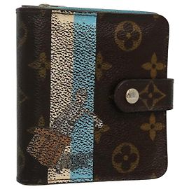 LOUIS VUITTON Monogram Groom Compact Zip Wallet Blue M60036 LV Auth hk2238 Blue Monogram