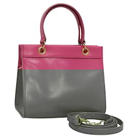 Céline-CELINE Hand Bag Leather 2way Gold Pink Auth KD168-Pink,Golden