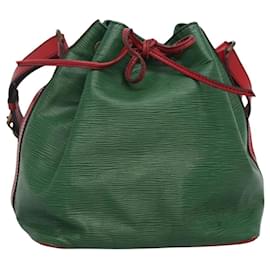 Louis Vuitton-LOUIS VUITTON Epi Petit Noe Shoulder Bag Bicolor Green Red M44147 LV Auth BD723-Red,Green