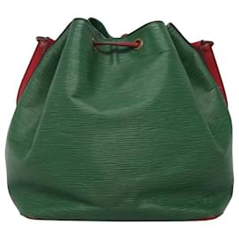 Louis Vuitton-LOUIS VUITTON Epi Petit Noe Shoulder Bag Bicolor Green Red M44147 LV Auth BD723-Red,Green