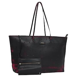Fendi-FENDI Tote Bag Leather Black Auth ep8124-Black