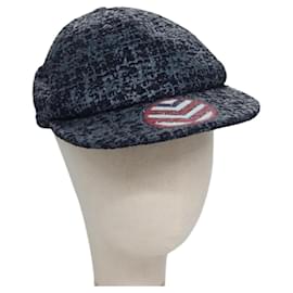 Chanel-CHANEL Cap Tweed Blue Auth bs23546-Blue