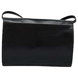 Céline-CELINE Circle Shoulder Bag Leather Black Gold Auth BD909-Black,Golden