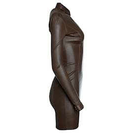 Autre Marque-Aphero, brown leather dress-Brown