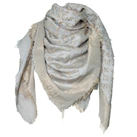 Sciarpa monogramma Louis Vuitton D'oro Grigio