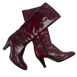 Vintage Dior Heeled Boots Patent Leather Purple Dark red