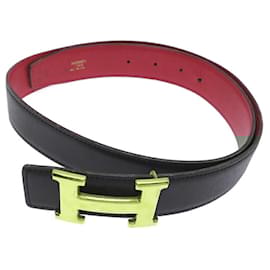 Hermès-Hermes Women's Leather Belt-Black,Red
