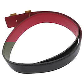 Hermès-Hermes Women's Leather Belt-Black,Red