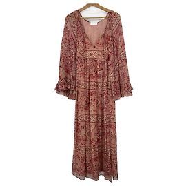 Zimmermann vestido maxi de seda estampada Rosa Roja Beige