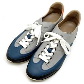 Hermès-Hermes Blue Multicolor Leather Sneakers-Blue,Multiple colors
