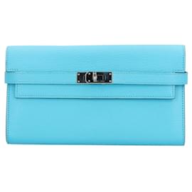 Hermès-Portefeuille Long Portevalle Kelly d'Hermès-Bleu