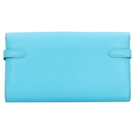 Hermès-Portefeuille Long Portevalle Kelly d'Hermès-Bleu