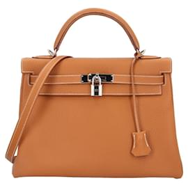 Hermès-Hermes Kelly 32 Shoulder Bag-Brown,Golden