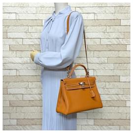 Hermès-Sac à épaule Hermes Kelly 32-Marron,Doré