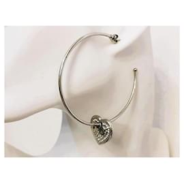 Dolce & Gabbana-Silver steel hoop earrings DOLCE & GABBANA heart with swarovski-Silvery